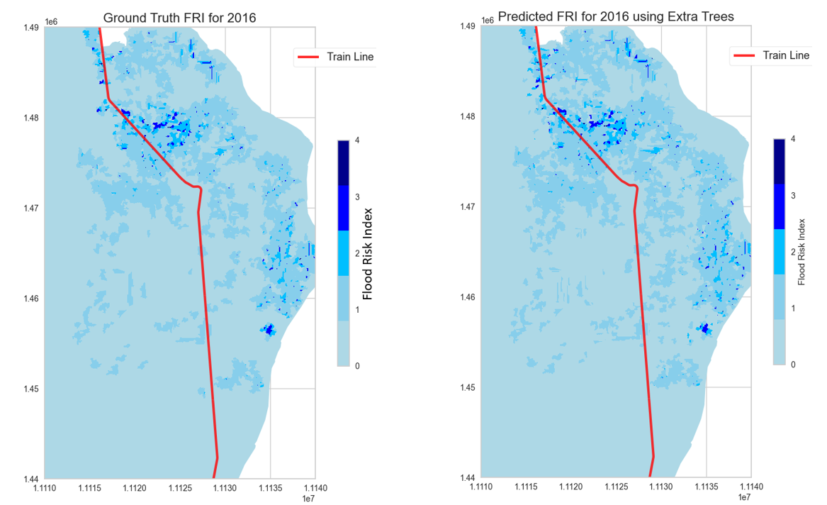 Full visualization of railway flood risk mapping